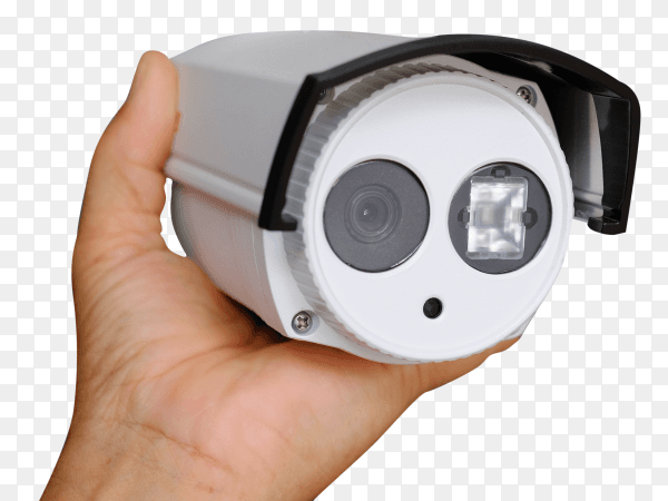 Hand holding security camera transparent PNG