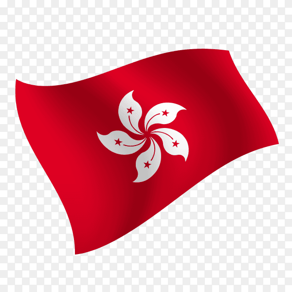 Hong Kong flag waving vector on transparent background PNG