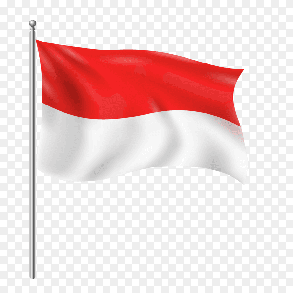 Indonesia flag waving vector on transparent background PNG