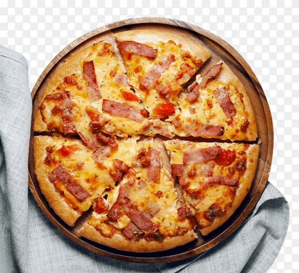 Italian pizza sliced ham bacon cheese - royalty free PN