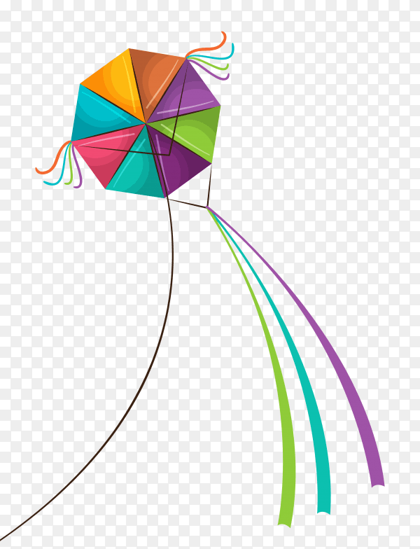 Kite flying vector transparent PNG