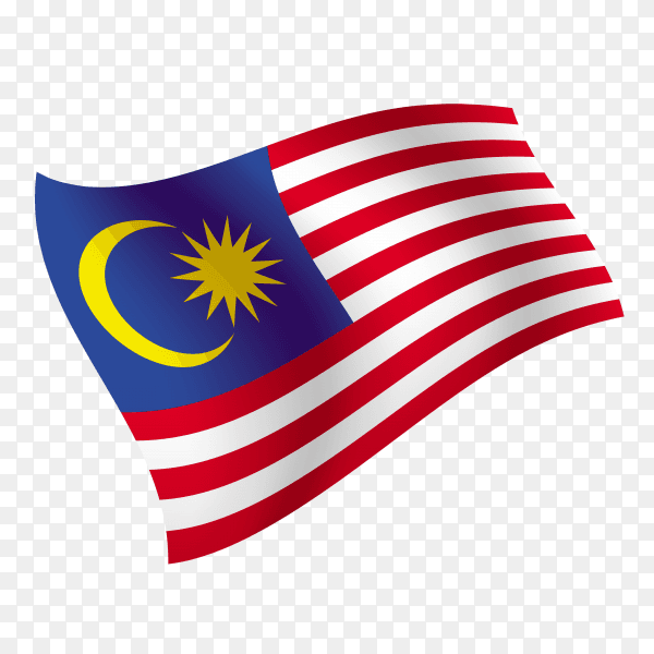 Malaysia flag waving vector on transparent background PNG