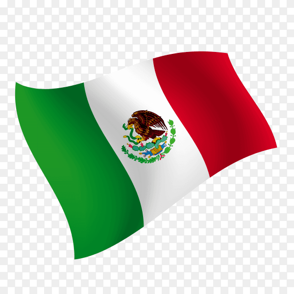 Mexico flag waving vector on transparent background PNG