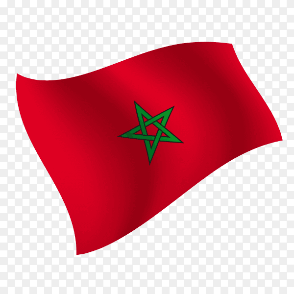 Morocco flag waving vector on transparent background PNG