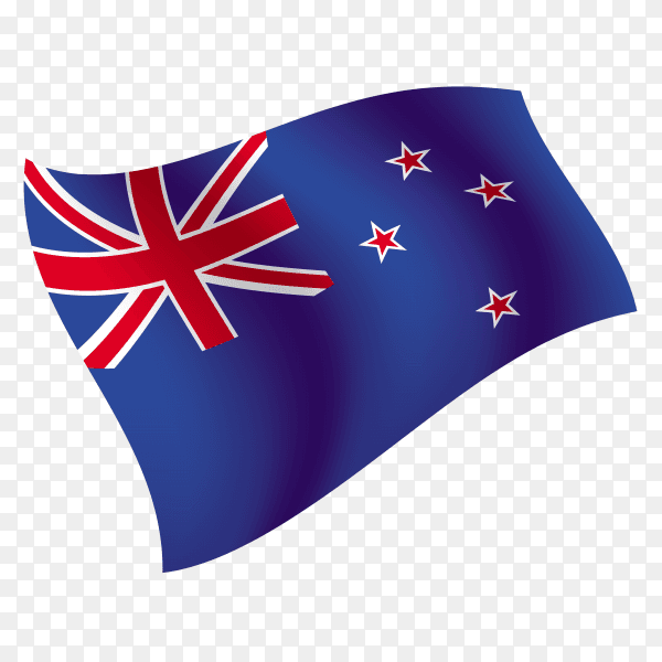 New Zealand flag waving vector on transparent background PNG