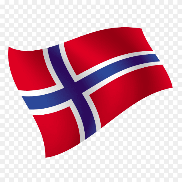 Norway flag waving vector on transparent background PNG