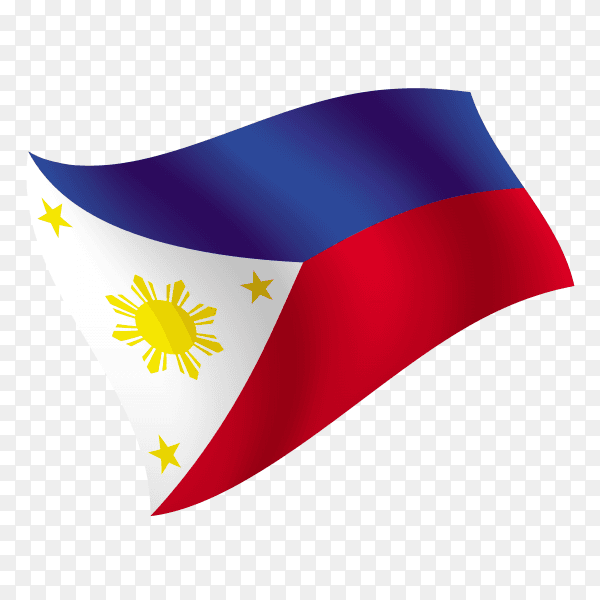 Philippines flag waving vector on transparent background PNG
