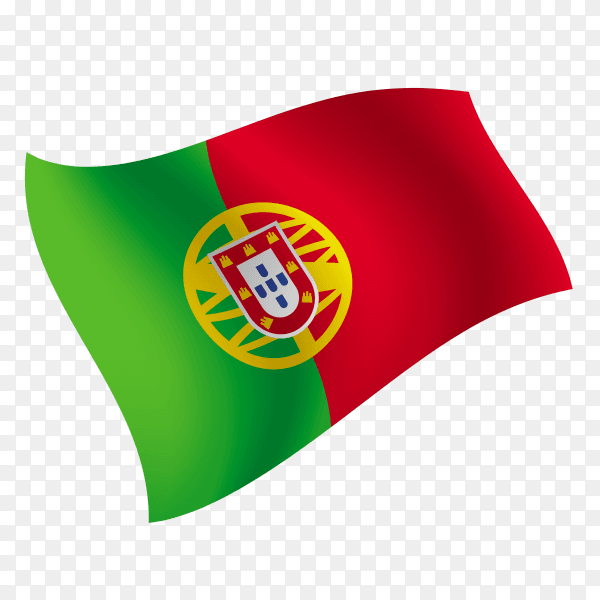 Portugal flag waving vector on transparent background PNG