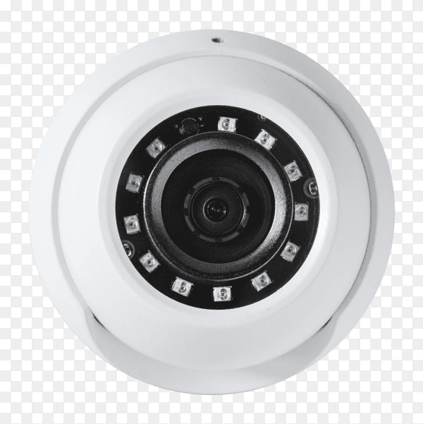 Round cctv security camera close up transparent PNG