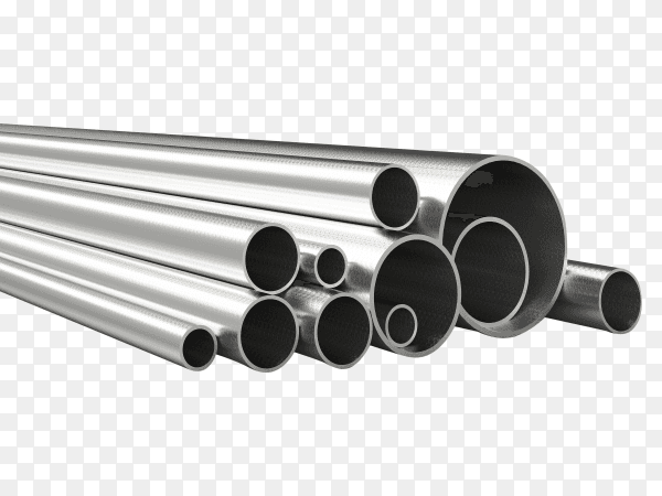 Silver pipes iron 3d rendering transparent PNG