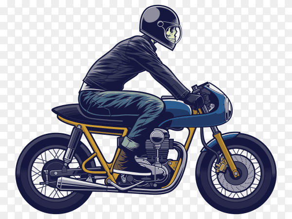 Skull rider on motorcycle illustration vector PNG