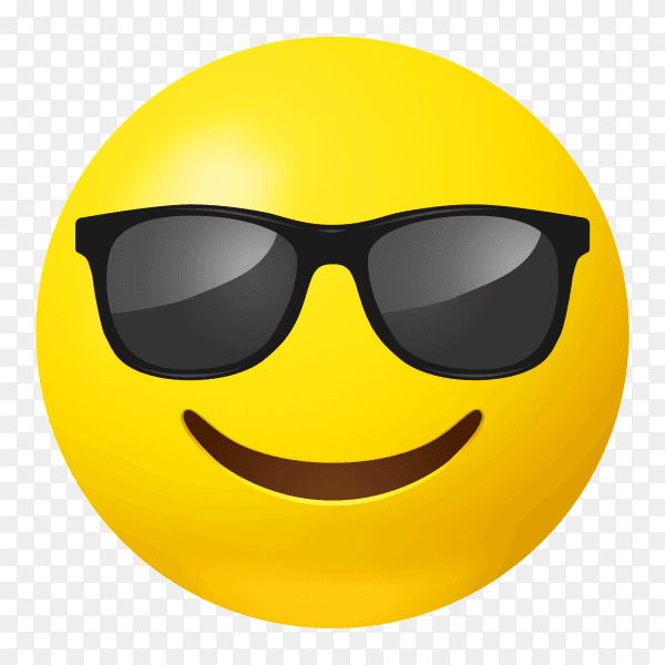 Smiling face emoji with sunglasses vector PNG