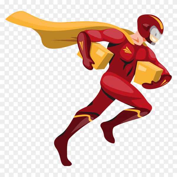 Superhero carrying package deliver to customer - delivery transparent PNG