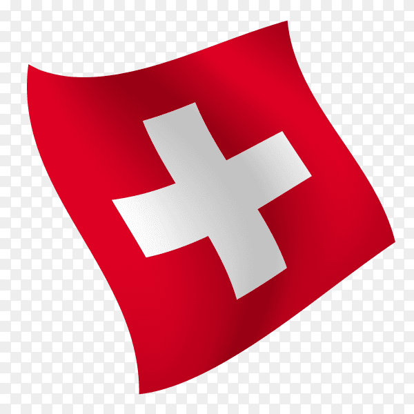 Switzerland flag waving vector on transparent background PNG