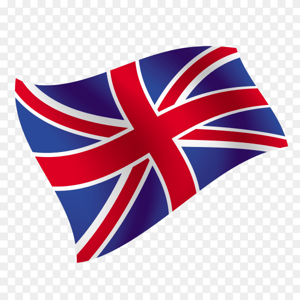 United Kingdom flag waving vector on transparent background PNG
