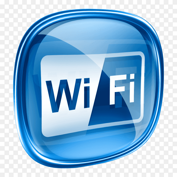 WIFI icon blue glass on transparent background PNG