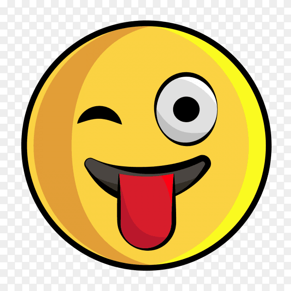 Yellow emoji with tongue vector PNG