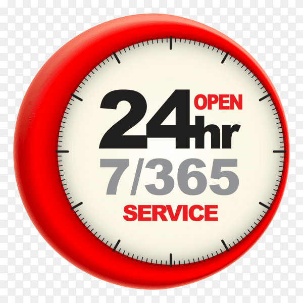 24hr service with clock scale logo 3d style vector PNG