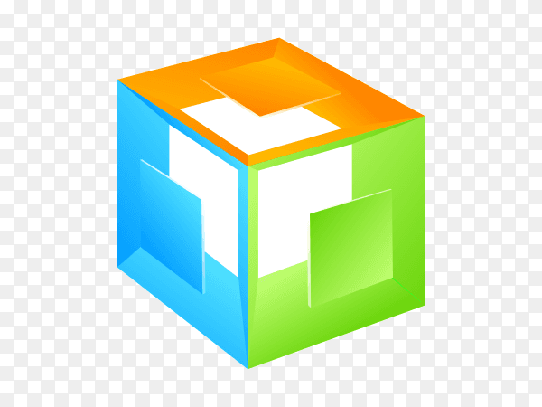 3D cube design on transparent background PNG