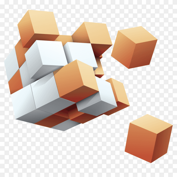 3D cubes shapes on transparent background PNG