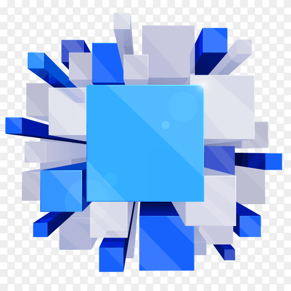 A blue white cubes shaped geometric form clipart PNG