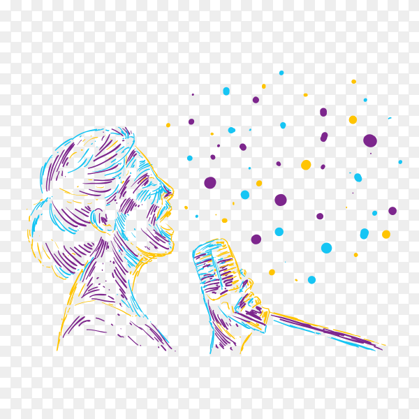 Abstract female singer vector illustration music poster on transparent background PNG