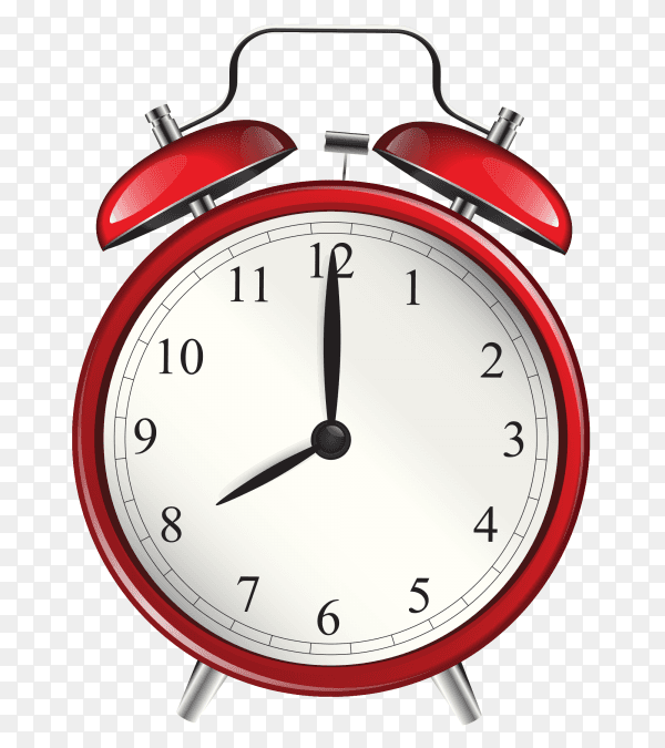 Alarm clock with red color Clipart PNG