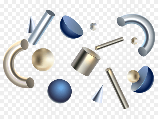 Anti gravity geometric shapes 3d effect vector PNG