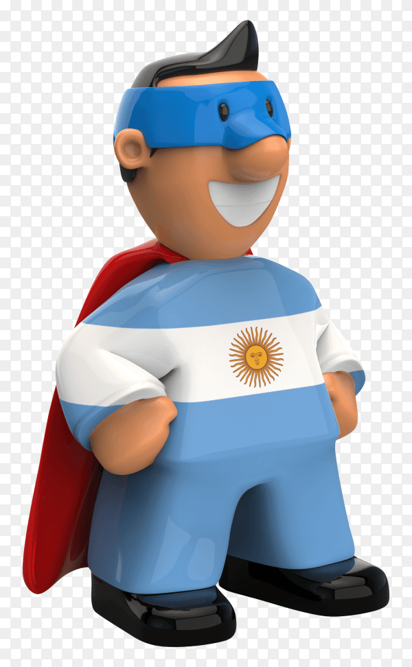 Argentina flag shaped on super hero on transparent background PNG