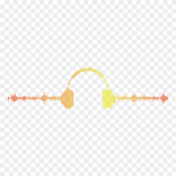 Audio visual headphone icon with pixel wave graphic style on transparent background PNG