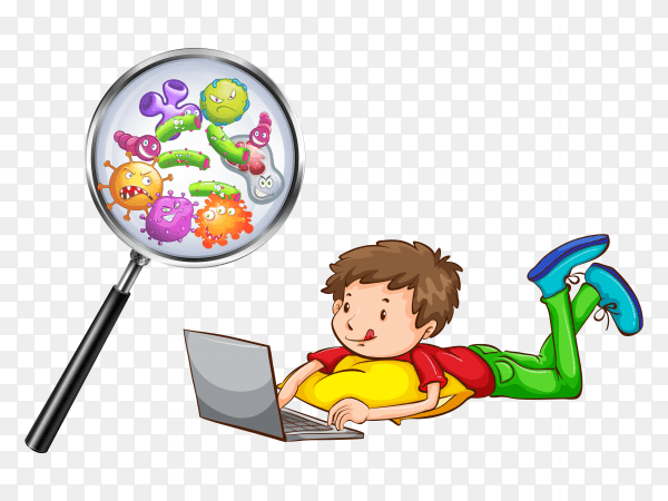 Bacteria and computer and laptop clipart PNG