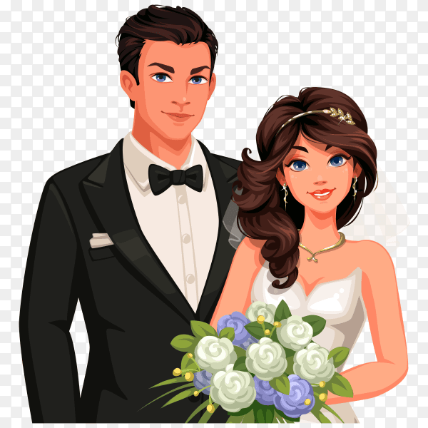 Beautiful Wedding couple om transparent background PNG