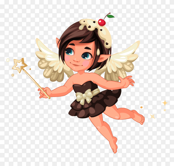 Beautiful little nature fairy cartoon on transparent background PNG