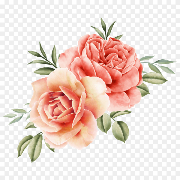 Beautiful wedding card with cute flowers vector PNG