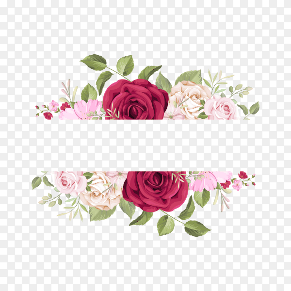Beautiful wedding invitation card with flower frame template vector PNG