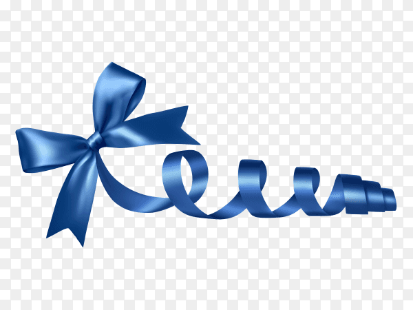 Blue Ribbon and bow on transparent PNG