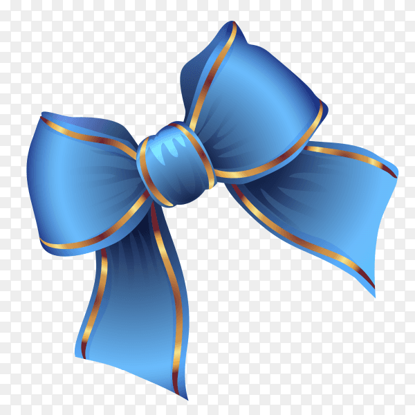 Blue bow and ribbon on transparent PNG