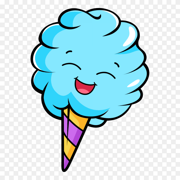 Blue cotton candy cartoon illustration vector PNG
