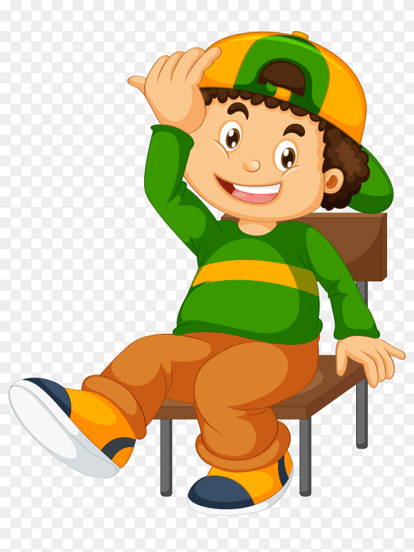 Boy sitting on chair vector PNG