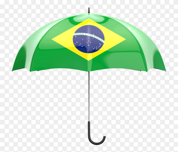 Brazil flag shaped on an umbrella on transparent PNG
