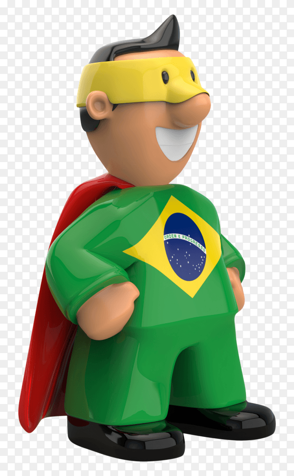 Brazil flag shaped on super hero on transparent background PNG