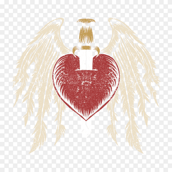 Broken heart wing vector PNG