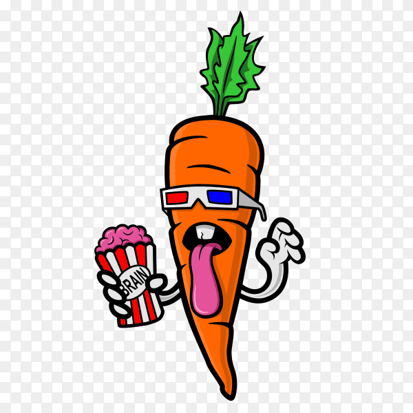 Carrot wearing 3D glass and eating pop vector PNG