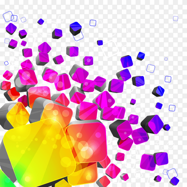 Colorful 3d cubes with different sized cubes vector PNG
