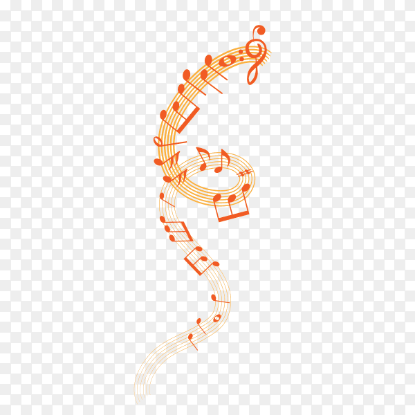 Orange abstract stave on transparent background PNG