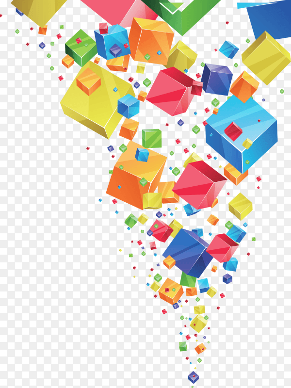 Colorful cubes shapes on transparent PNG