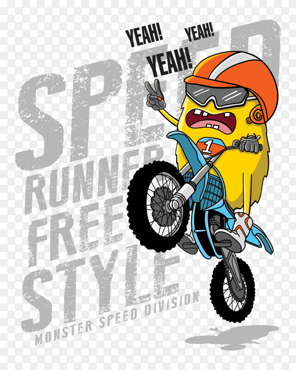 Cool monster Hand draw design for tshirt printing on transparent background PNG