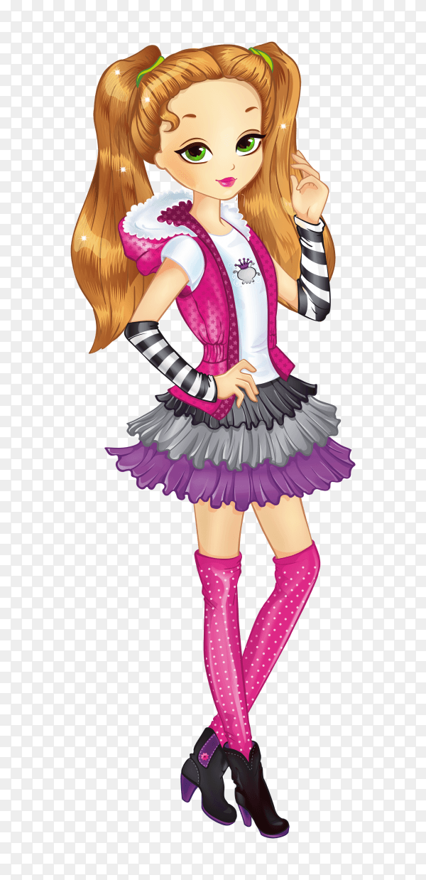 Cute Girl Cartoon on transparent background PNG