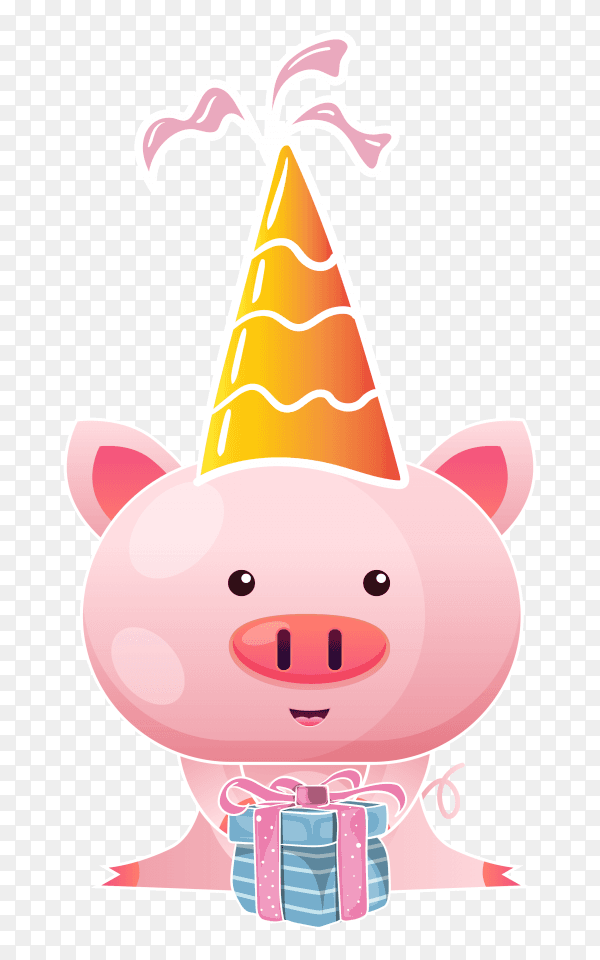 Cute baby pig cartoon clipart PNG
