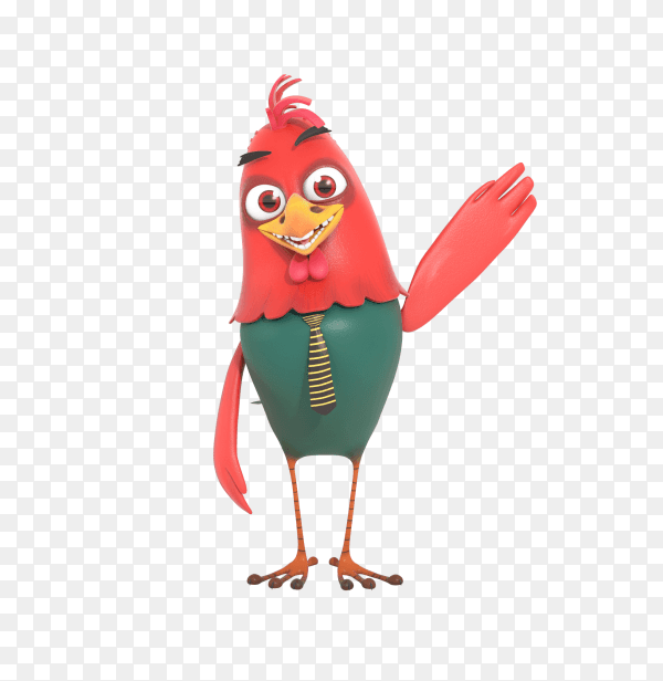 Cute colorful character cartoon waving hand on transparent PNG